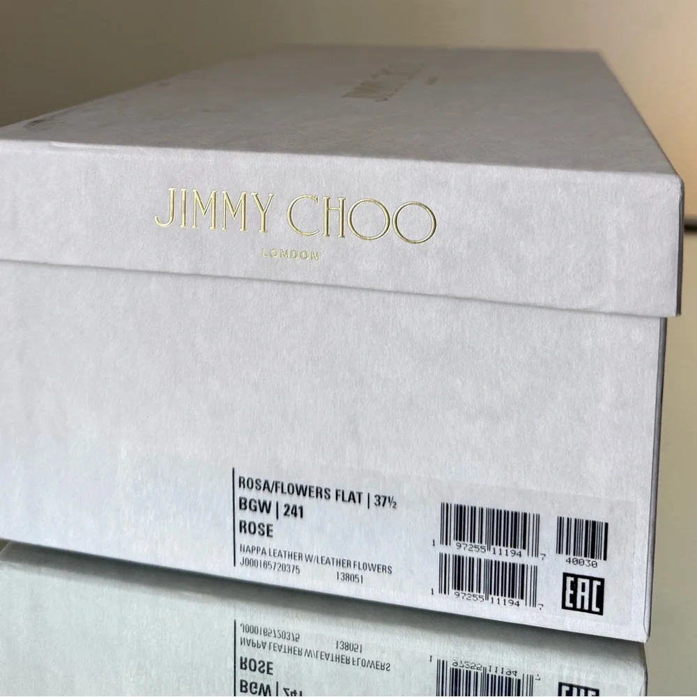 New JIMMY CHOO Rosa Flowers Leather Ballerina Pumps In Rose $925